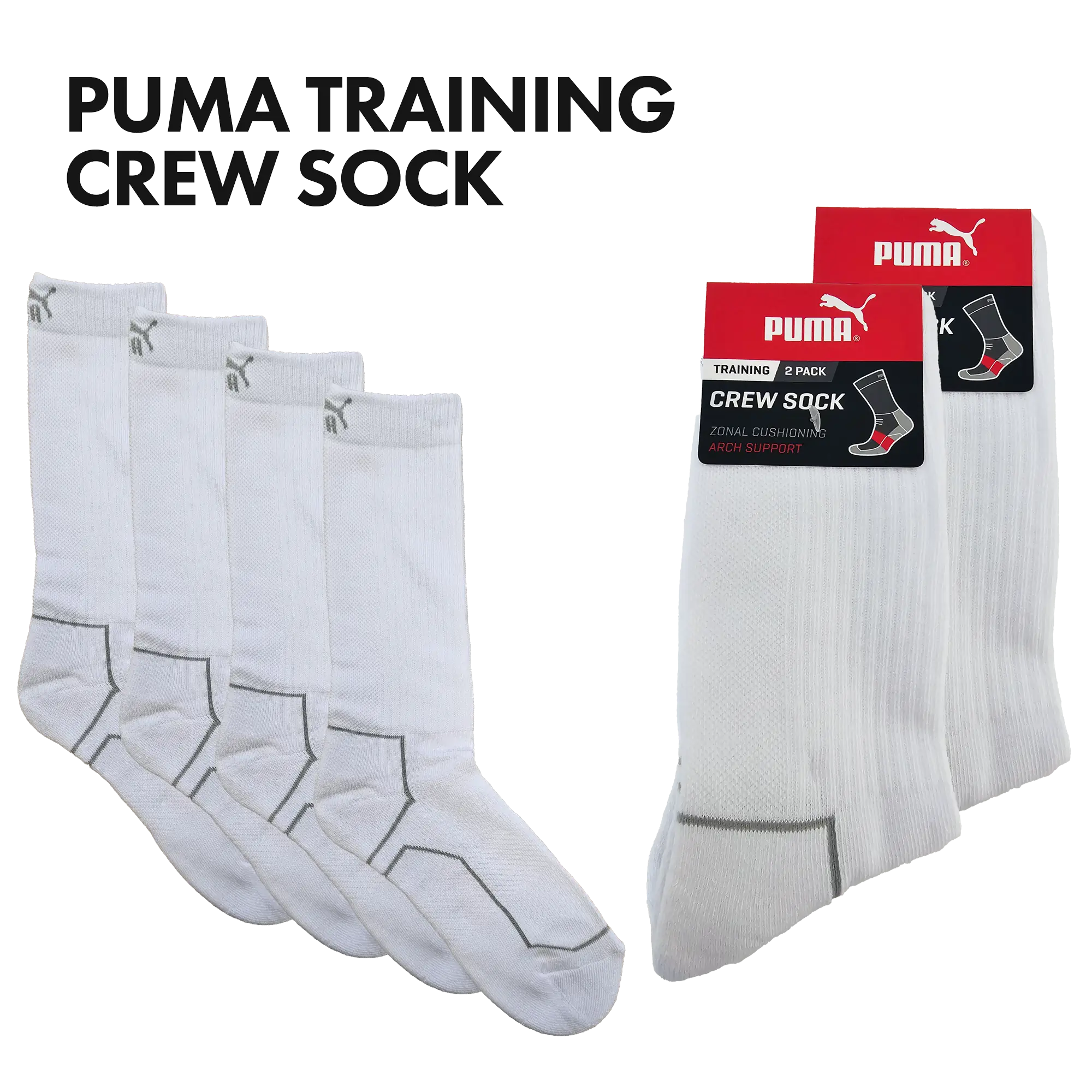 PUMA 4 Paar Cushioned Damensocken Gr. 35-46, Weiß